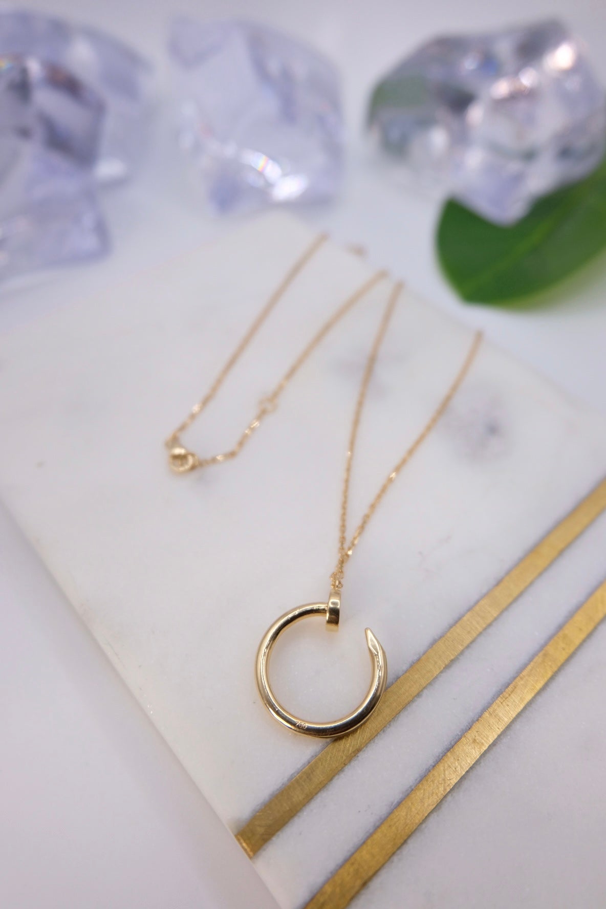18k Solid Gold Nail Necklace