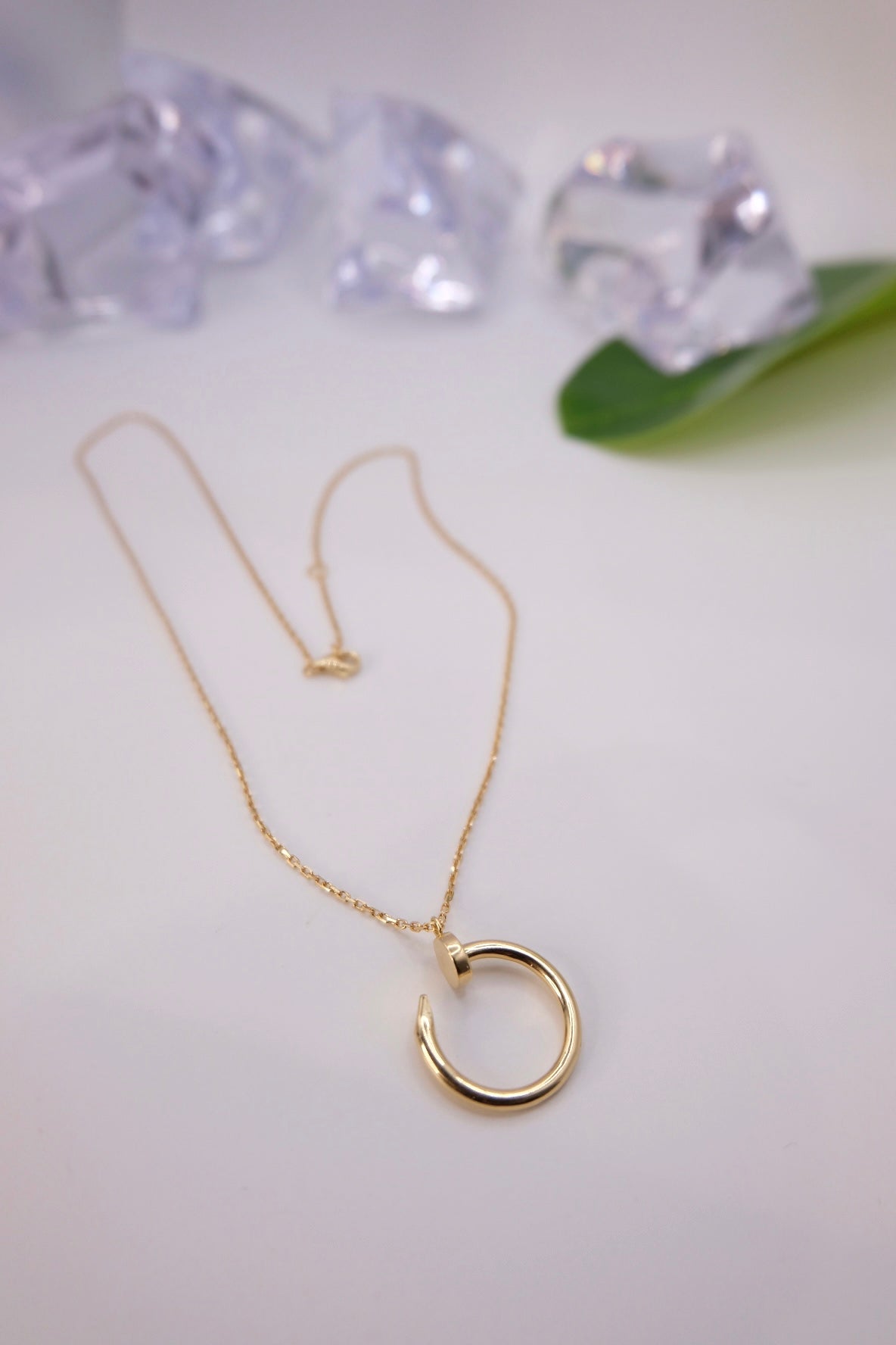 18k Solid Gold Nail Necklace