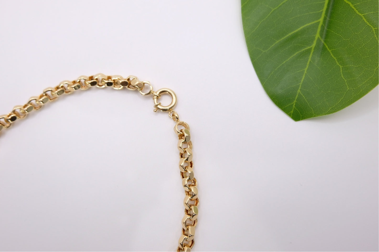 18k Solid Gold Diamond-Cut Round Rolo Link Chain Necklace