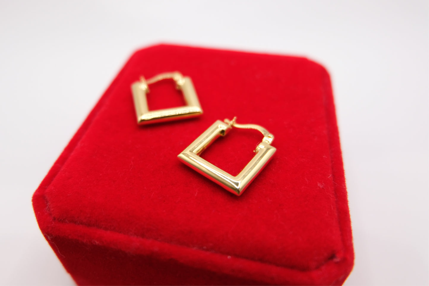 18k Solid Gold Square Earring Hoop
