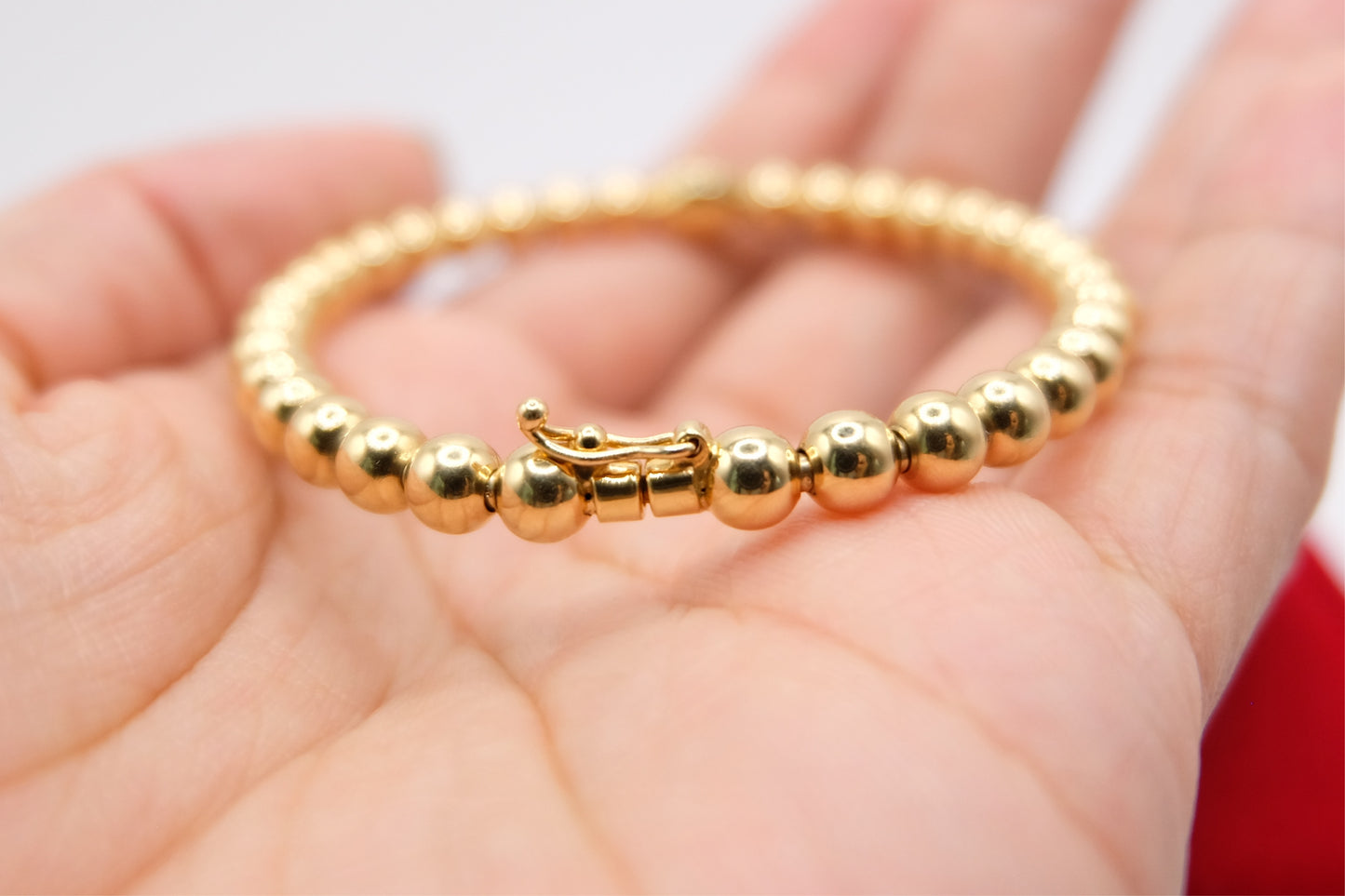 18k Solid Gold Ball Beaded Bangle Bracelet / Gold bubble bracelet