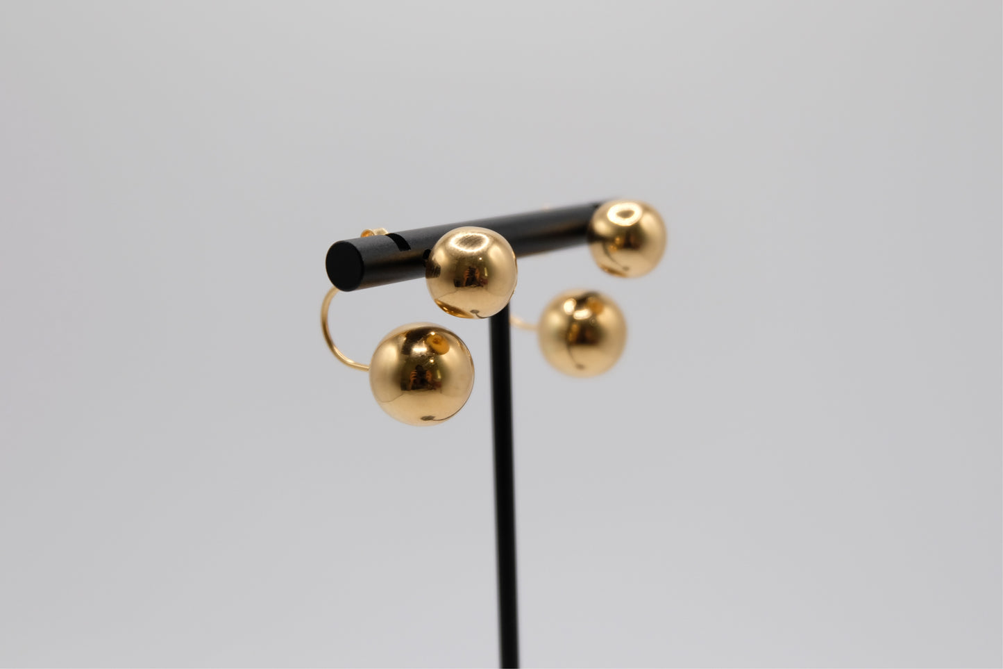 18k Solid Gold Double Ball Earring Stud