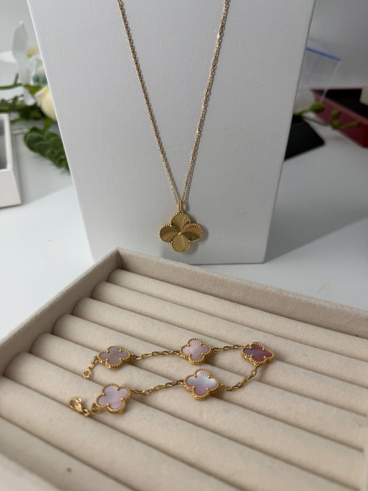 18k Magic Pendant with Chain + Pink MOP bracelet- Bundle