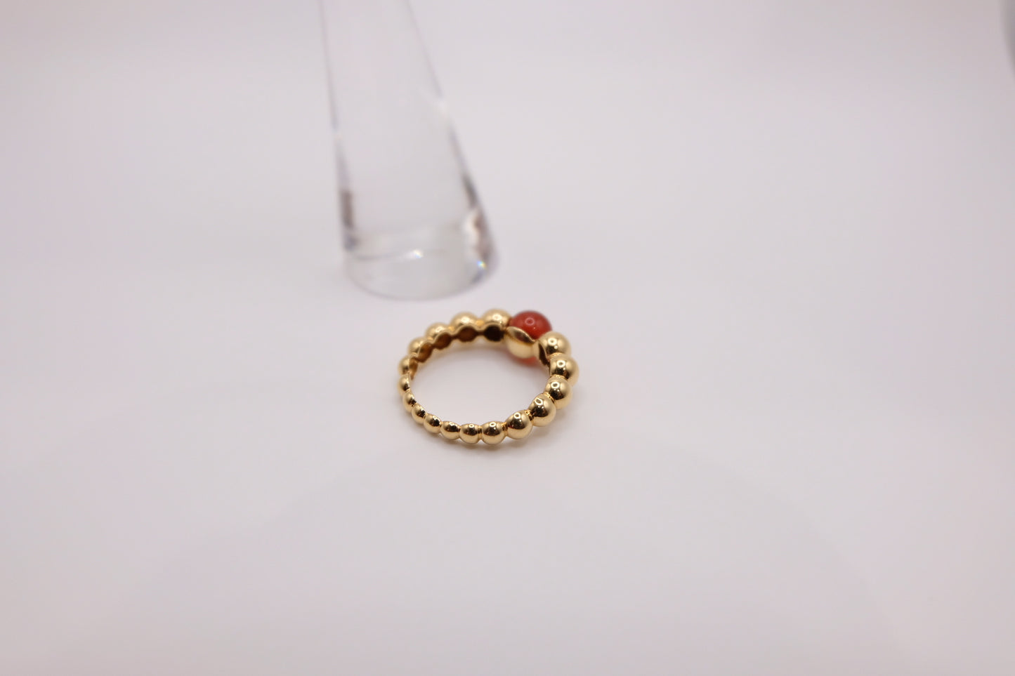 18k Solid Gold Beaded Ball Ring