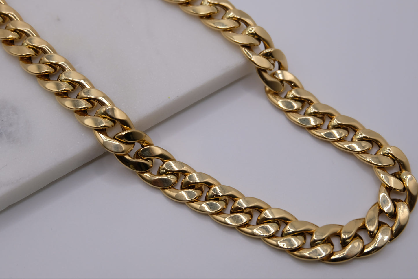 18k Solid Gold Cuban Link Chain Necklace