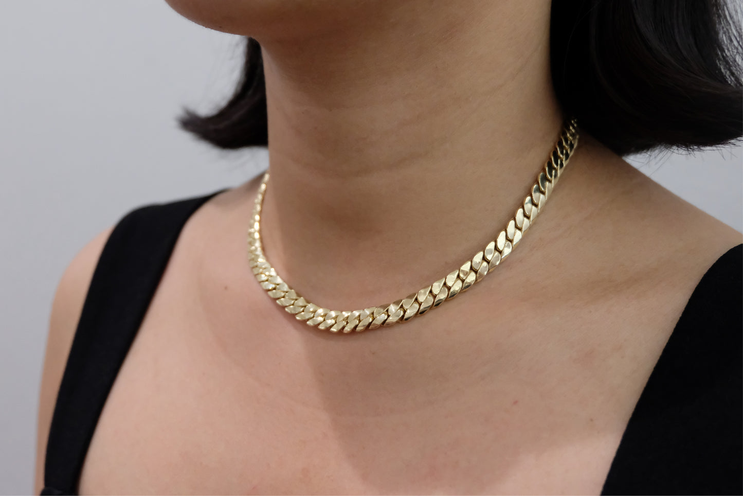 18k Solid Gold Cobra Link Chain Necklace / Snake Chain Necklace