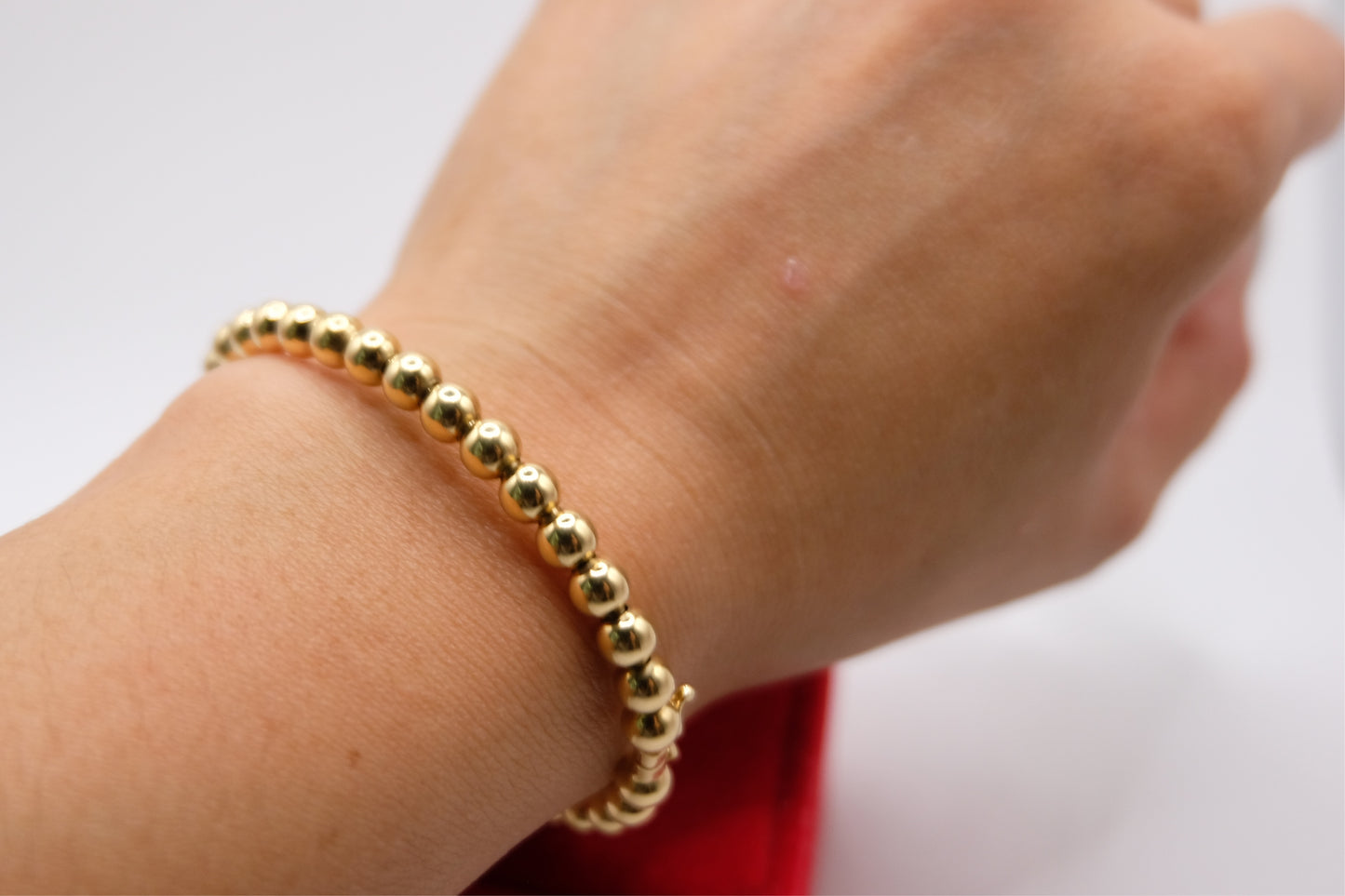 18k Solid Gold Ball Beaded Bangle Bracelet / Gold bubble bracelet