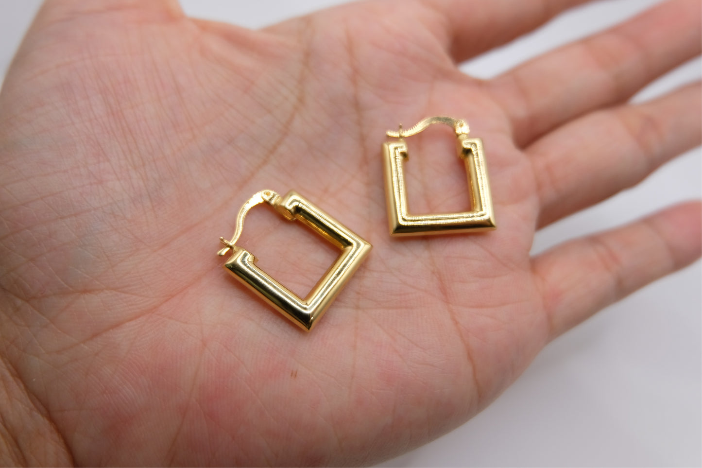 18k Solid Gold Square Earring Hoop