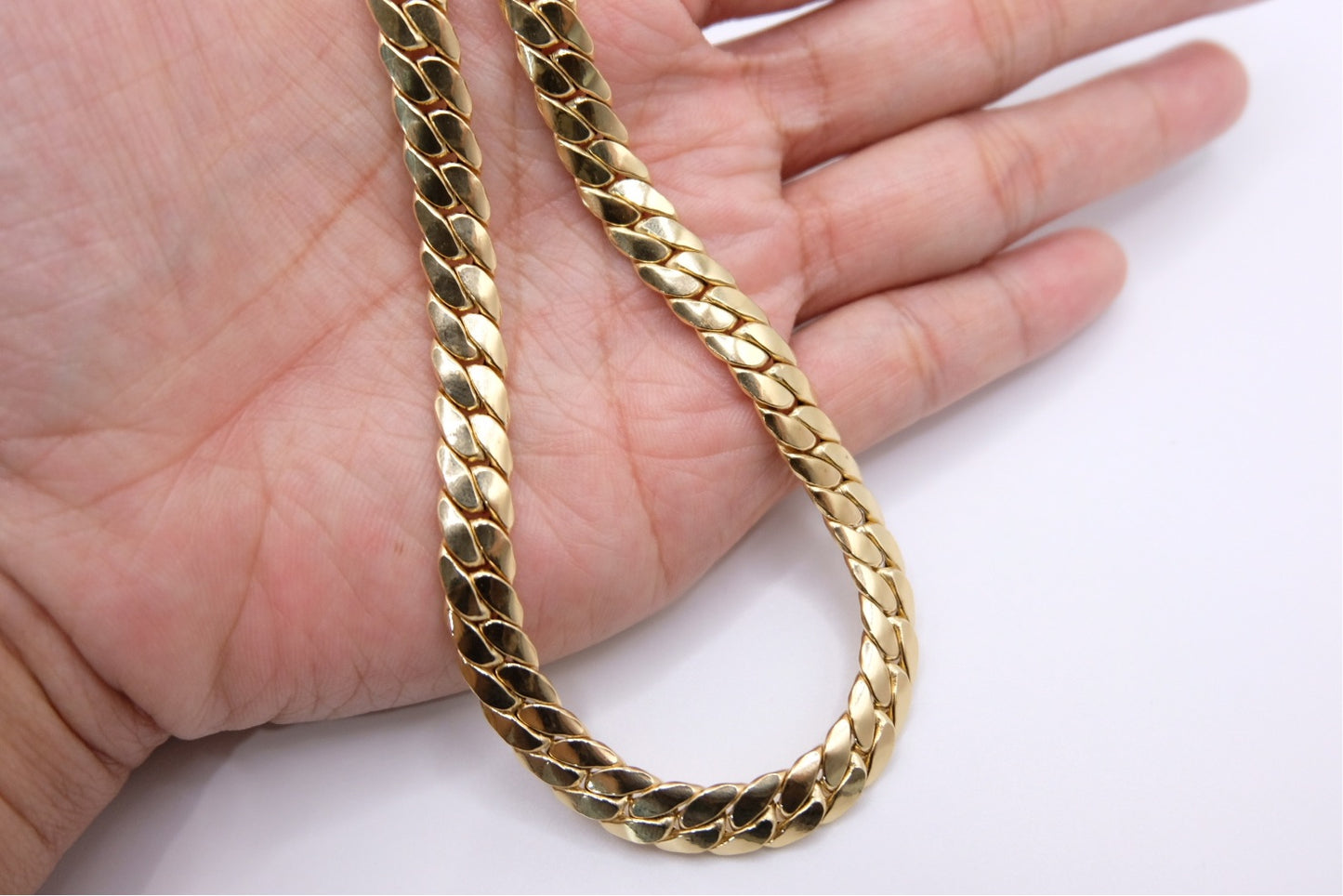 18k Solid Gold Cobra Link Chain Necklace / Snake Chain Necklace