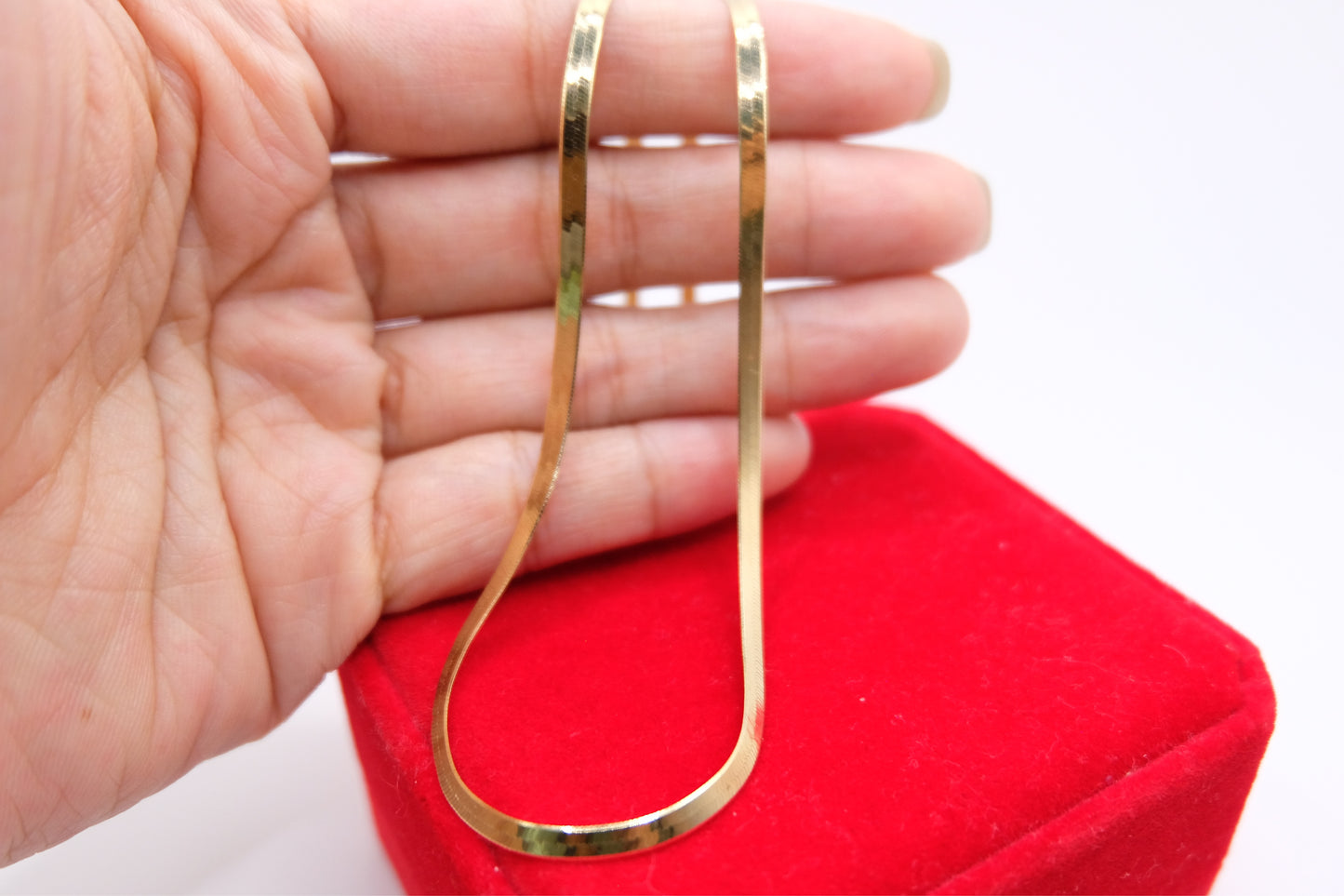 18k Solid Gold Herringbone Necklace