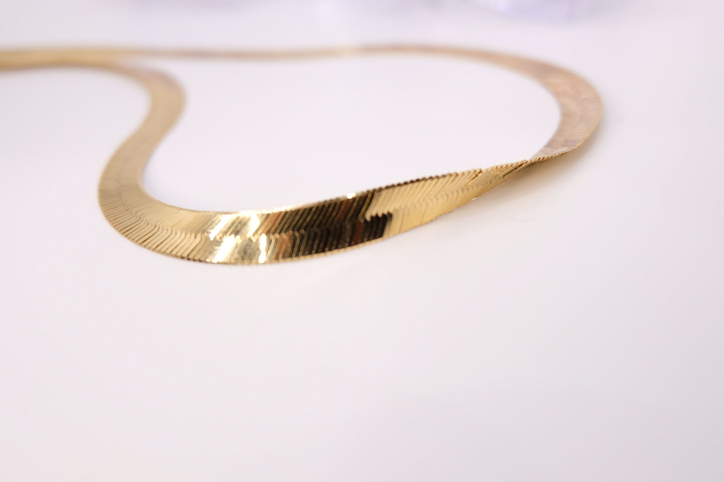 18k Solid Gold Herringbone Necklace