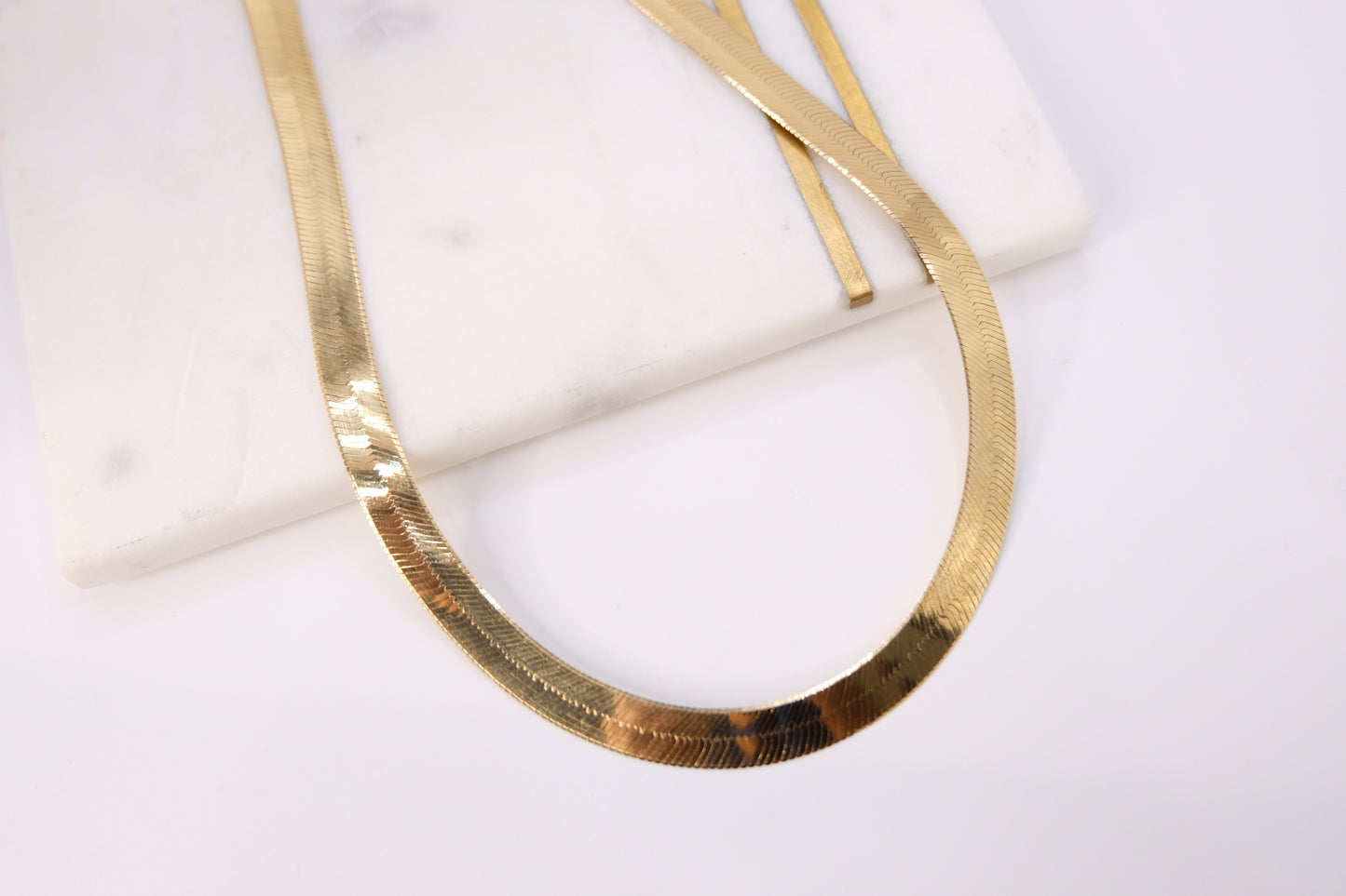 18k Solid Gold Herringbone Necklace