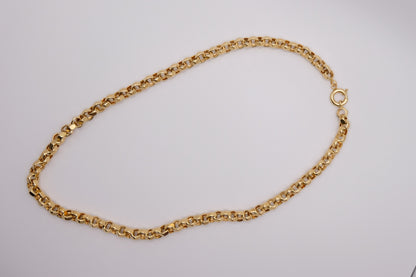 18k Solid Gold Diamond-Cut Round Rolo Link Chain Necklace
