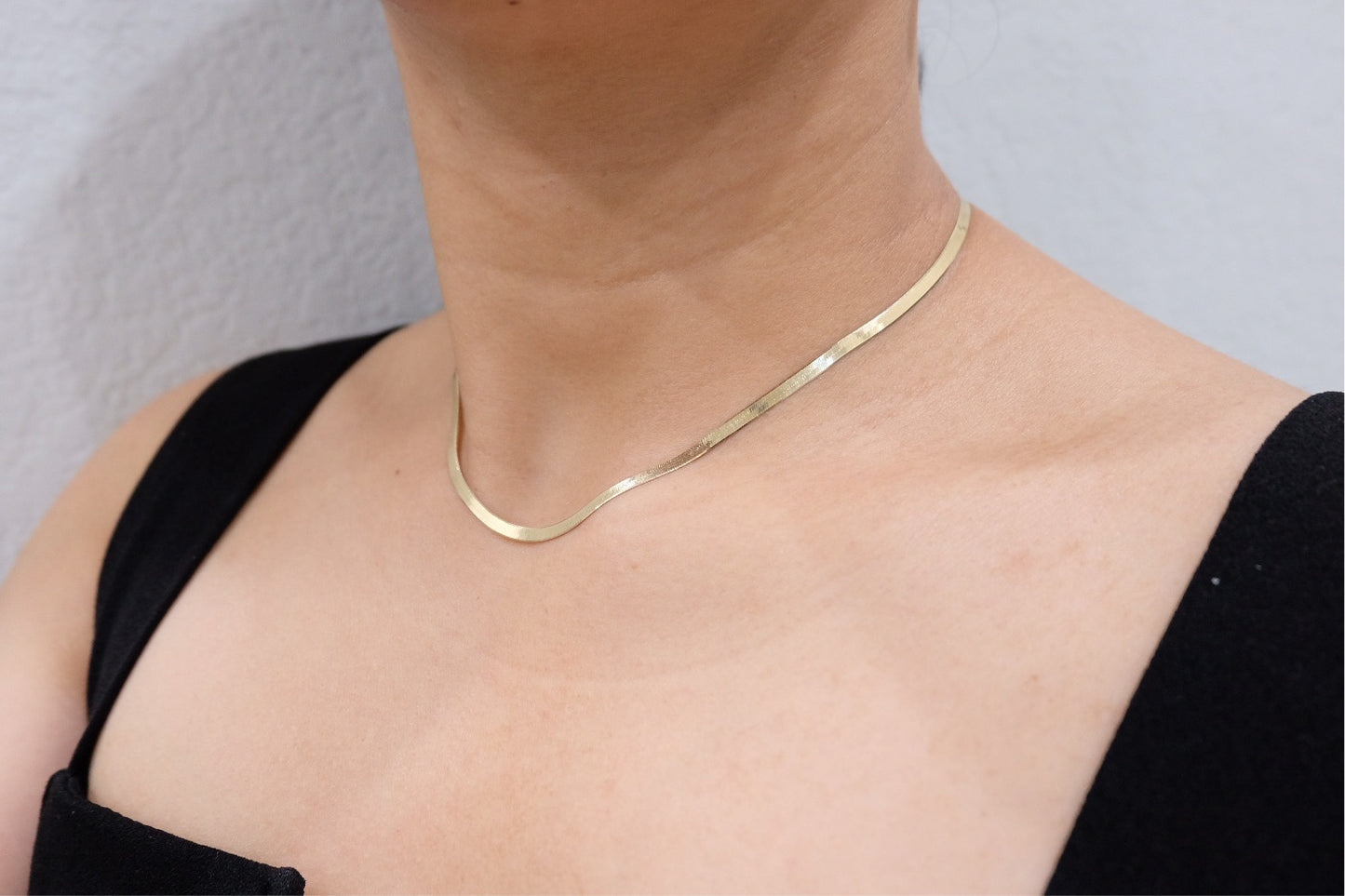 18k Solid Gold Herringbone Necklace