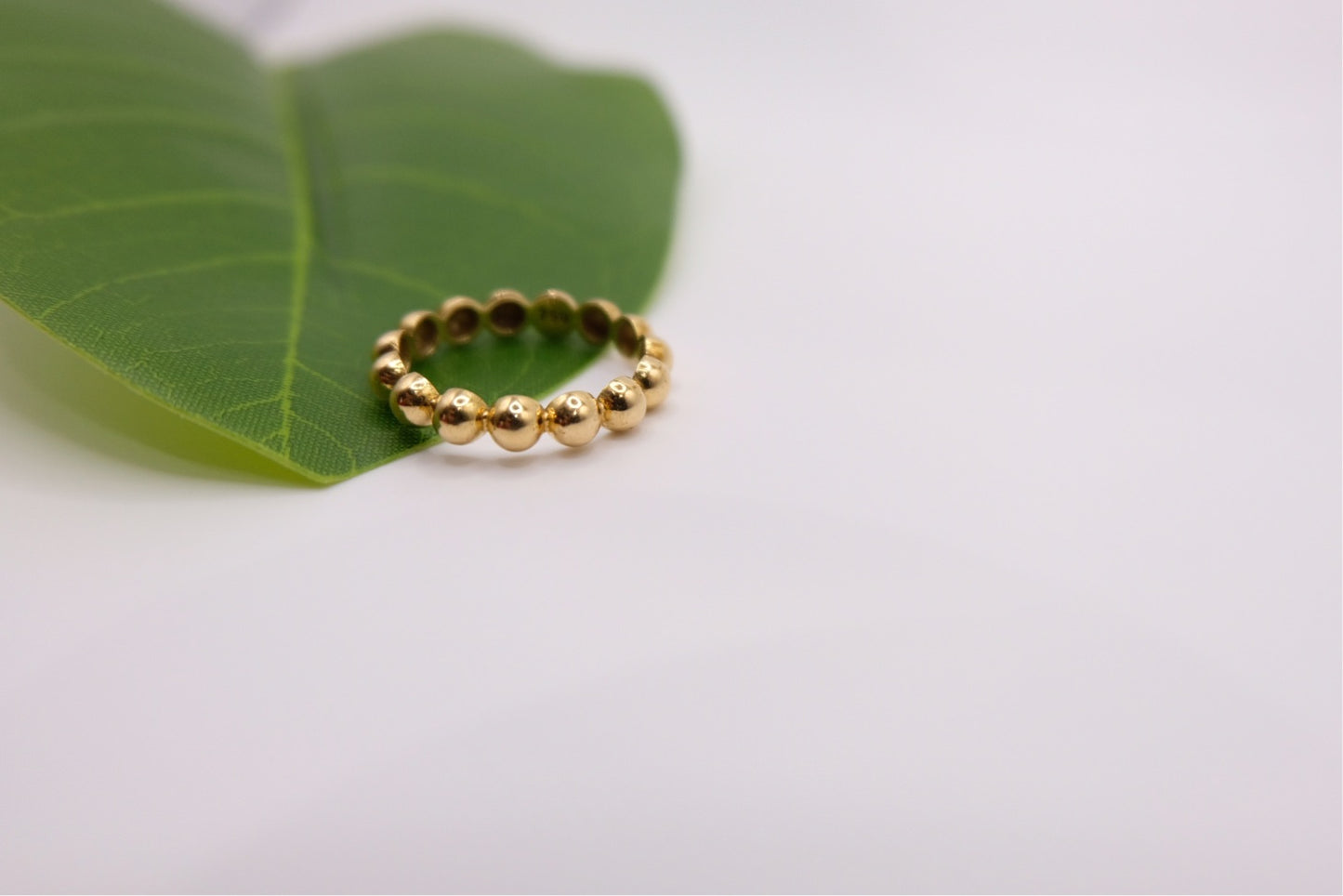 18k Solid Gold Beaded Ball Ring