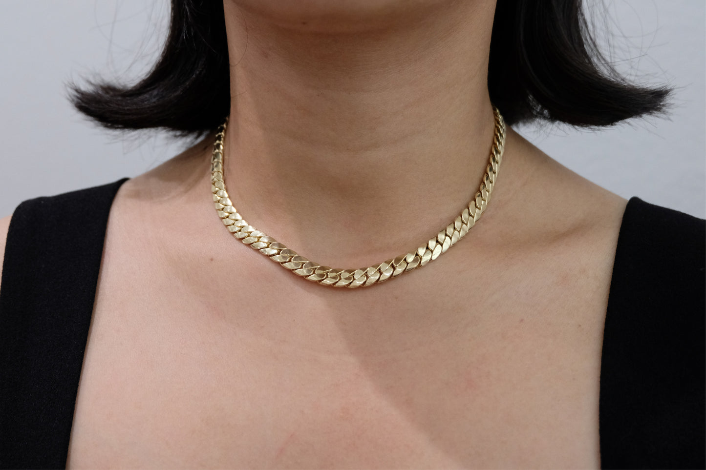 18k Solid Gold Cobra Link Chain Necklace / Snake Chain Necklace