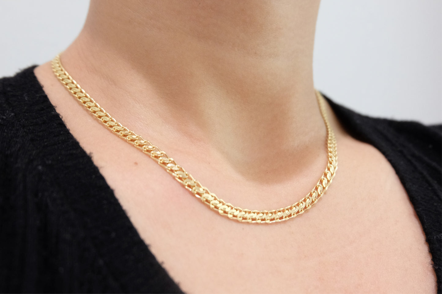 18k Solid Gold Flat Snake Chain Necklace