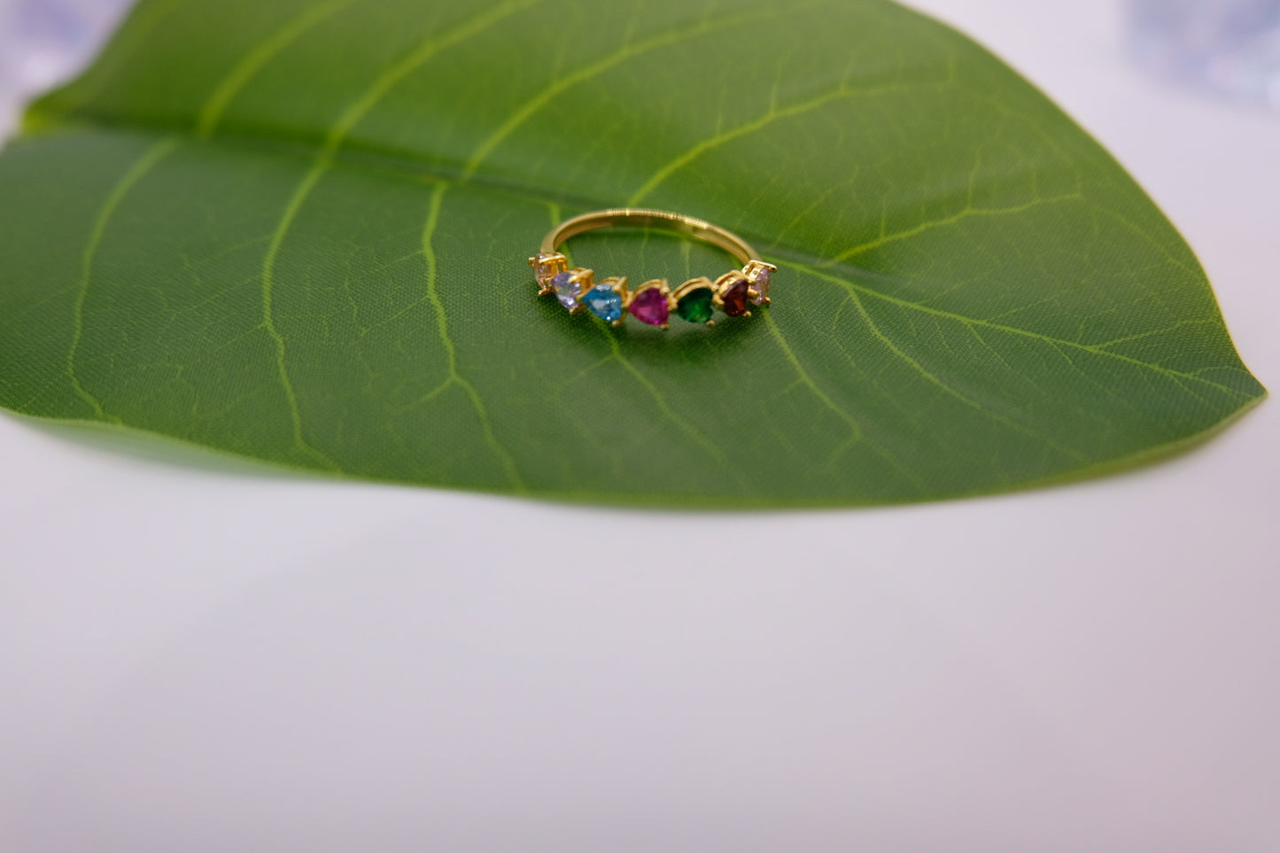 18k Solid Gold Ring with Colored Stones