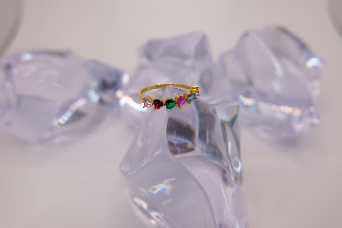 18k Solid Gold Ring with Colored Stones