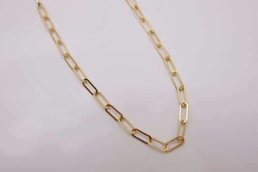 18k Solid Gold Paperclip Chain Necklace