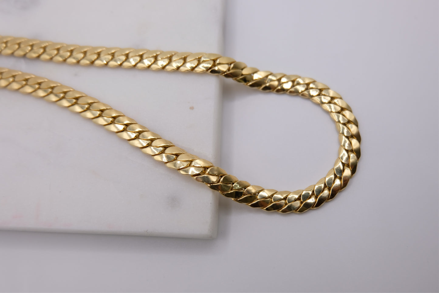 18k Solid Gold Cobra Link Chain Necklace / Snake Chain Necklace