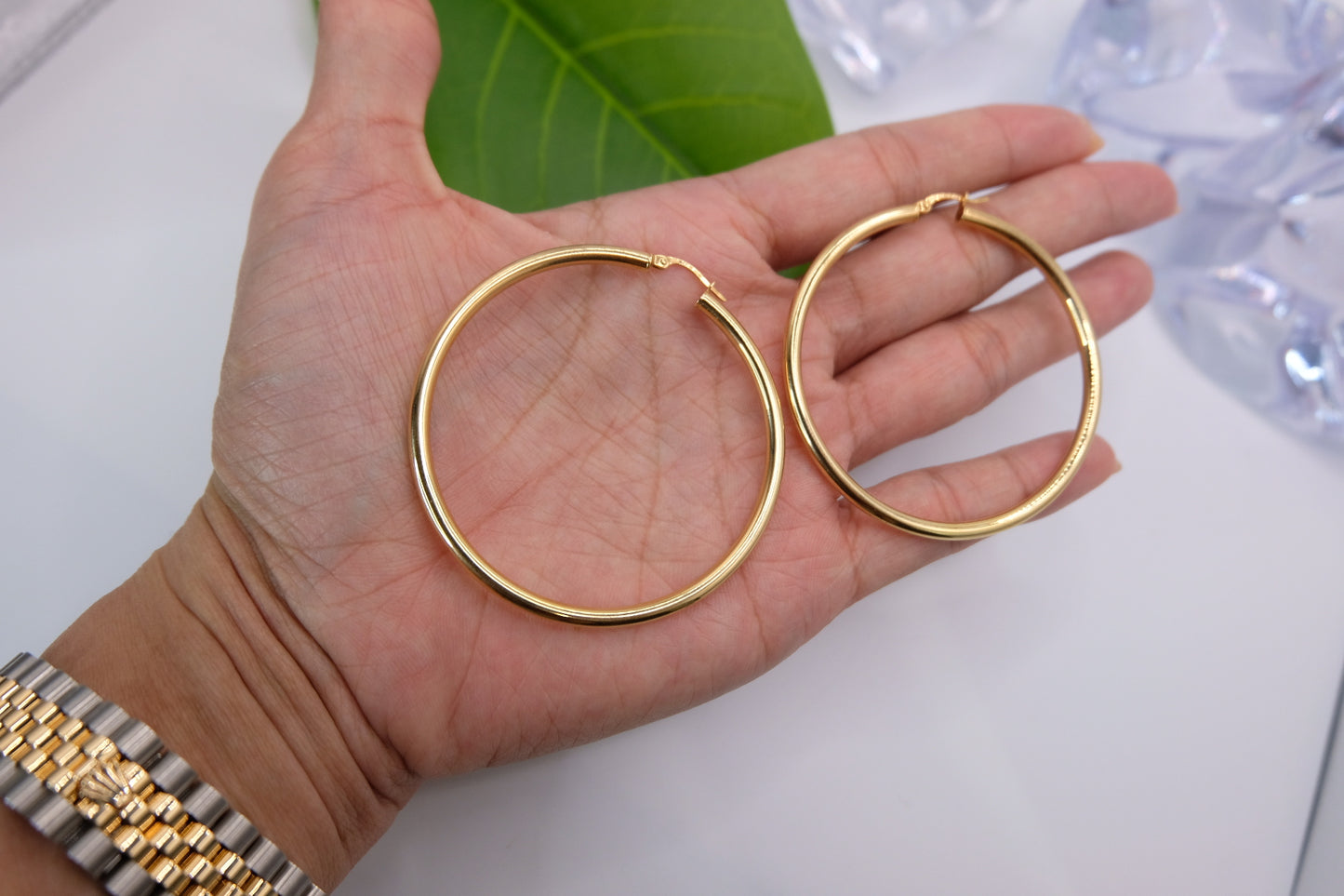 18k Solid Gold Large Hoop Earring