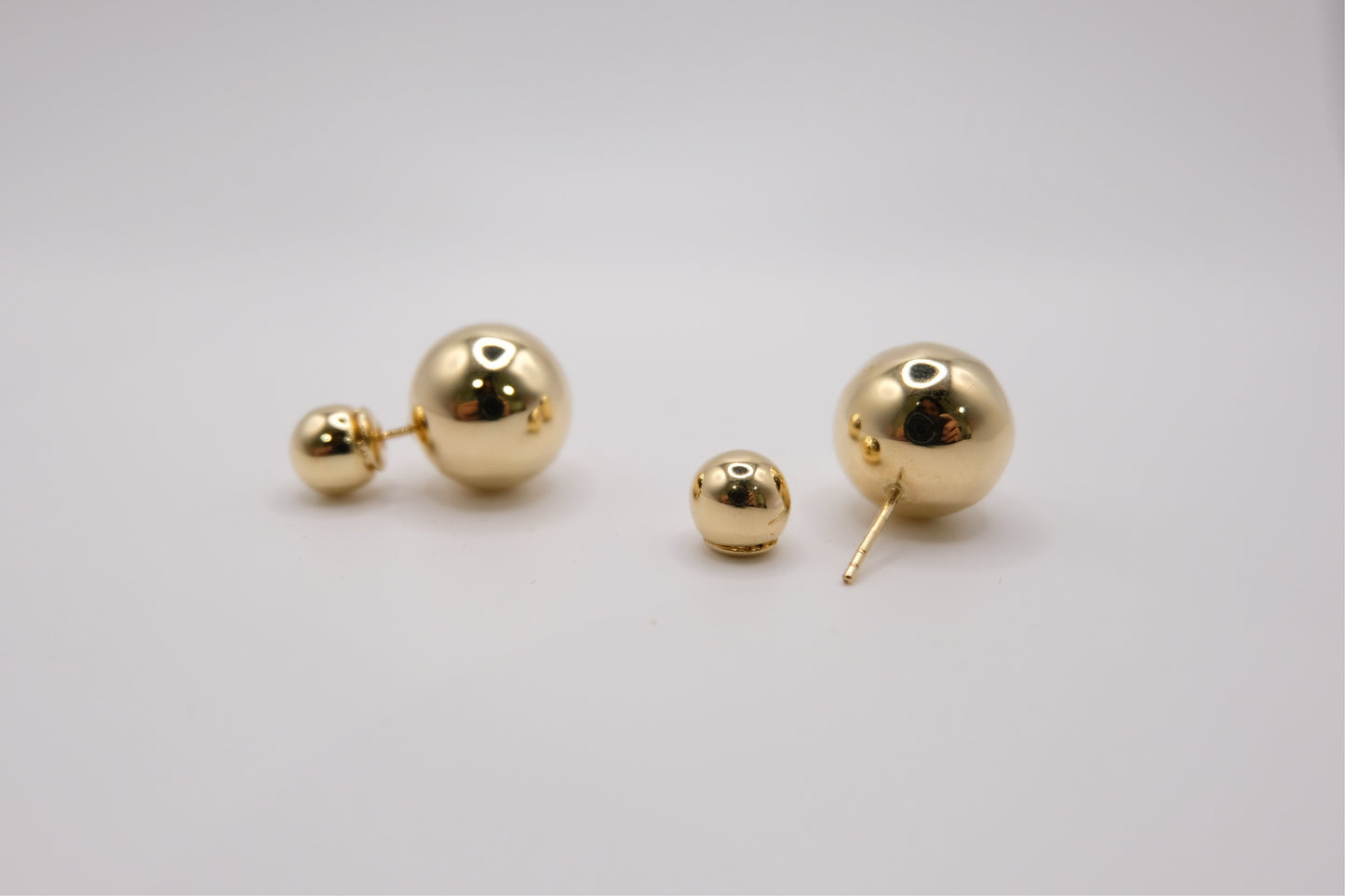 18k Solid God Double Ball Earring Stud