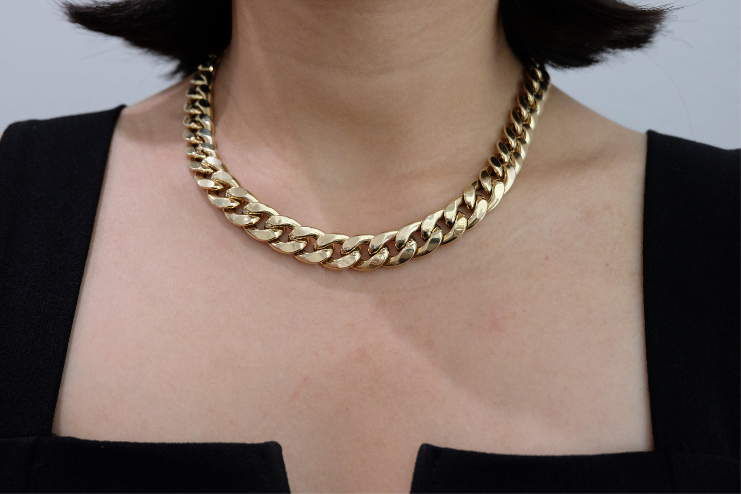 18k Solid Gold Cuban Link Chain Necklace