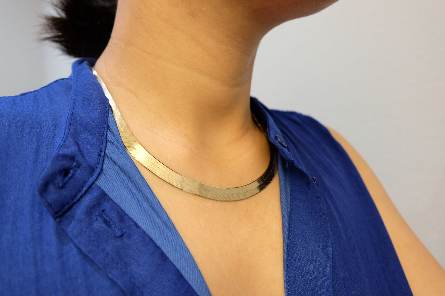 18k Solid Gold Herringbone Necklace