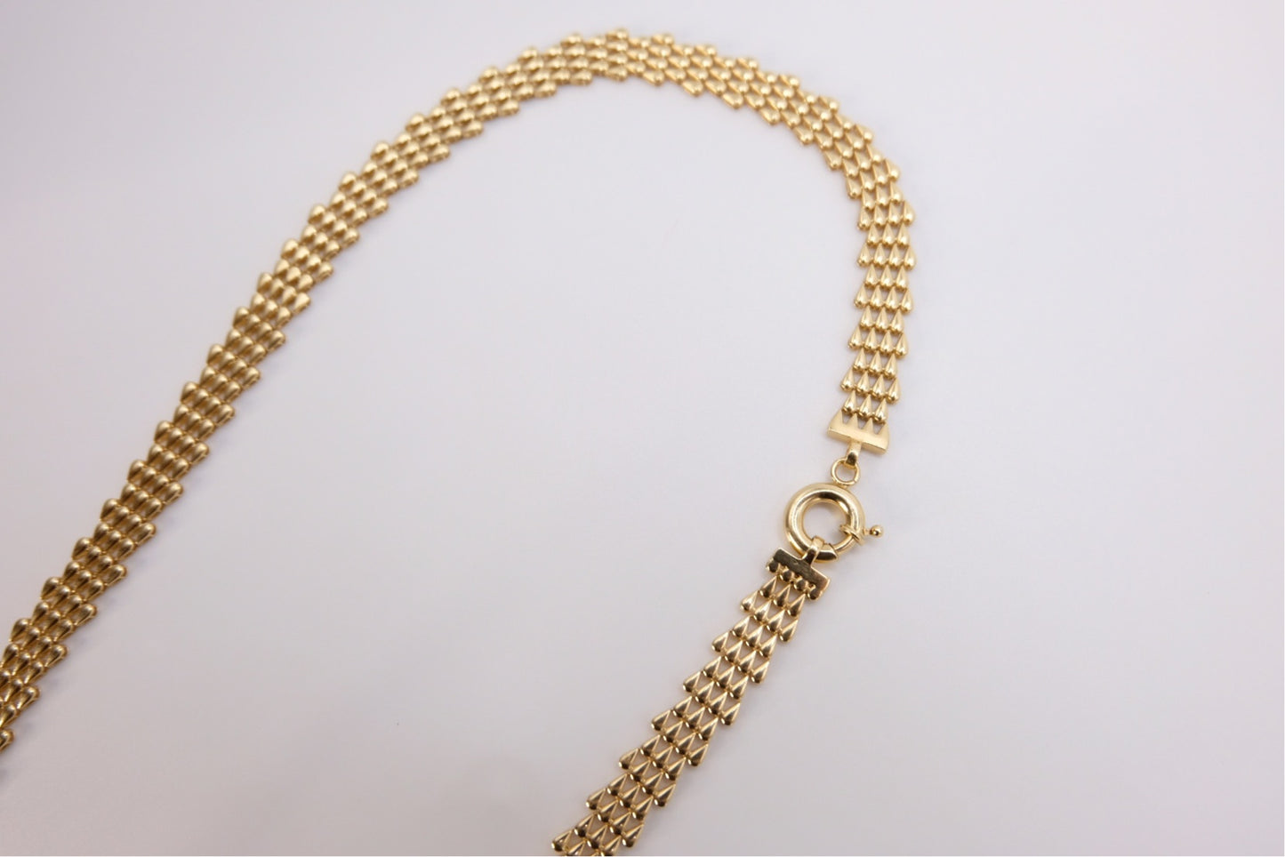 18k Solid Gold Blade Chain Necklace / Herringbone chain necklace