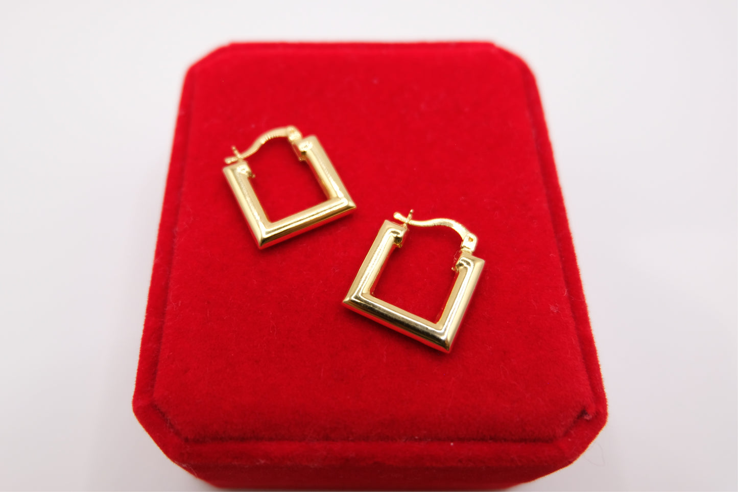 18k Solid Gold Square Earring Hoop