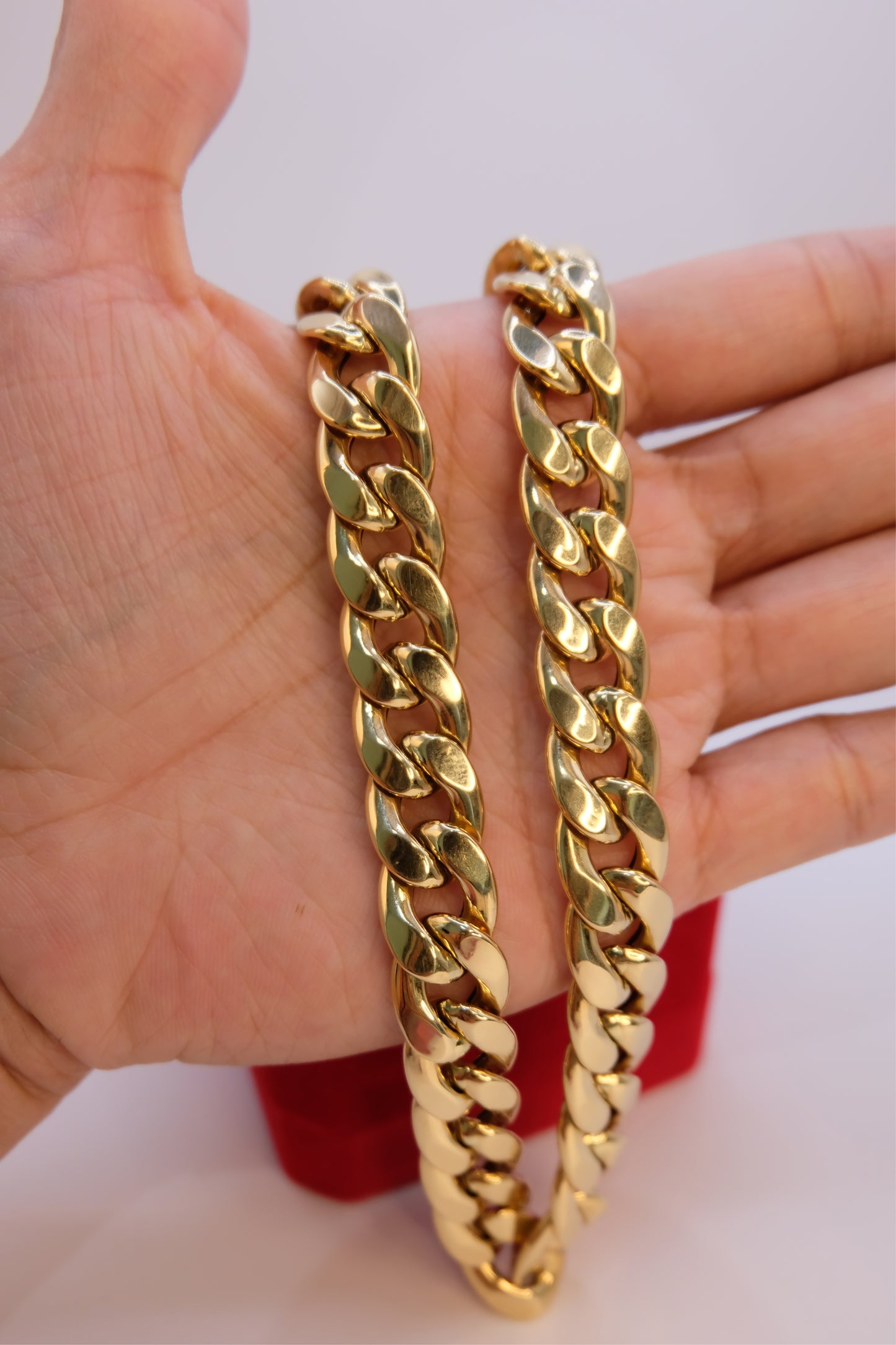 18k Solid Gold Cuban Link Chain Necklace