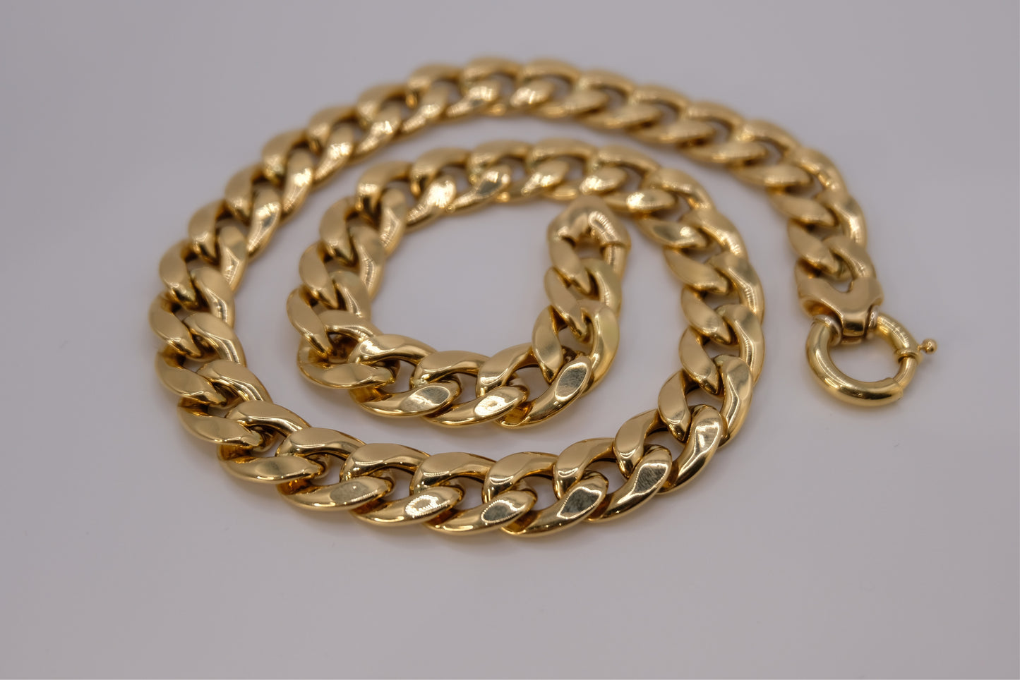 18k Solid Gold Cuban Link Chain Necklace