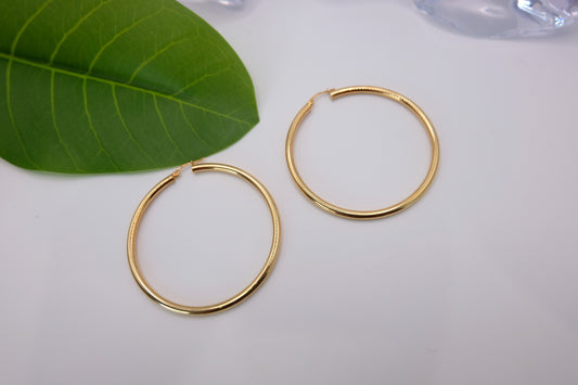 18k Solid Gold Large Hoop Earring