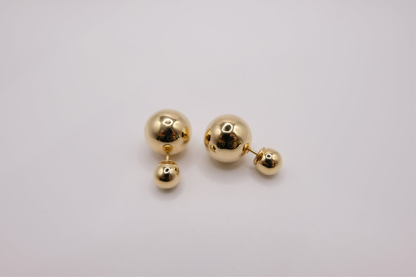 18k Solid God Double Ball Earring Stud