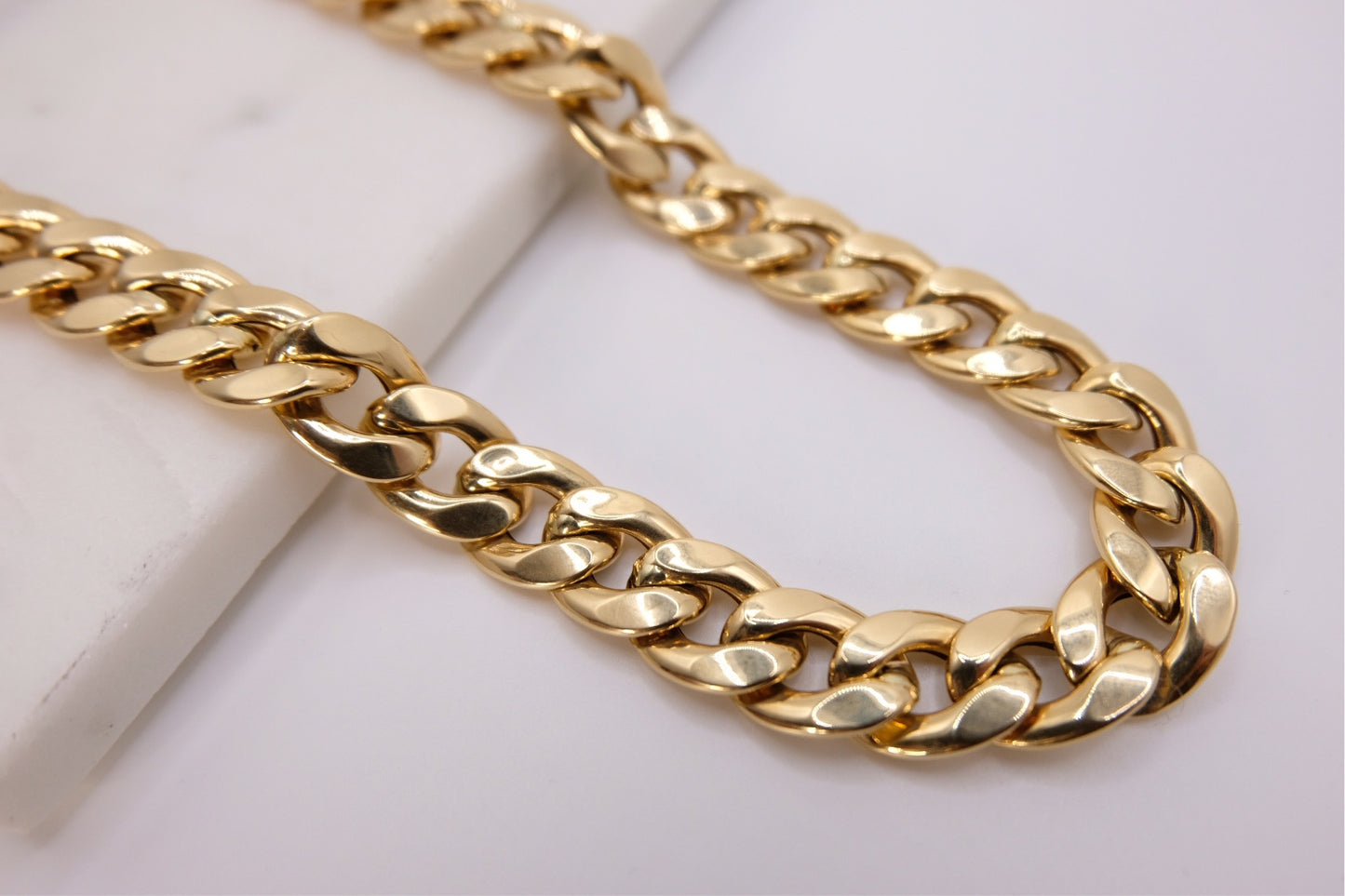 18k Solid Gold Cuban Link Chain Necklace