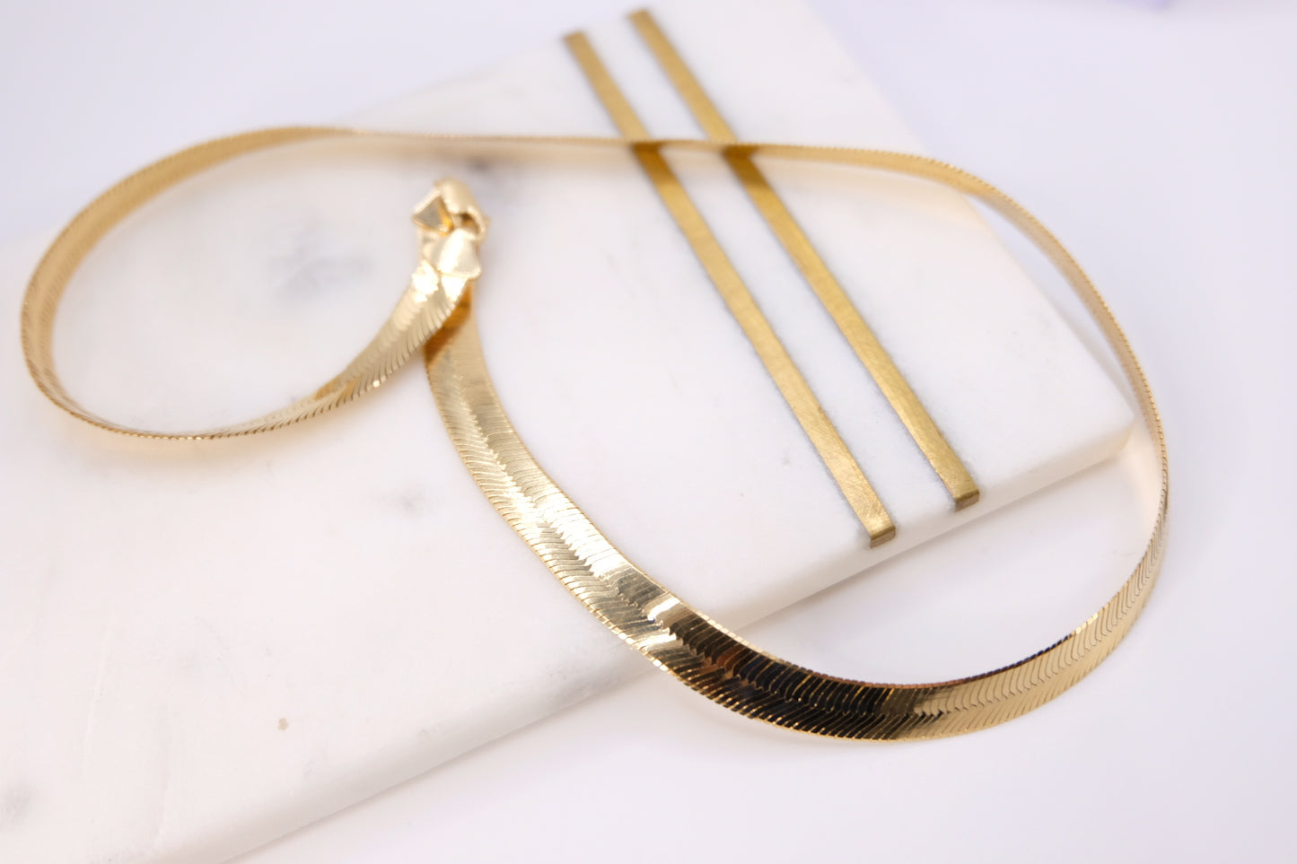 18k Solid Gold Herringbone Necklace