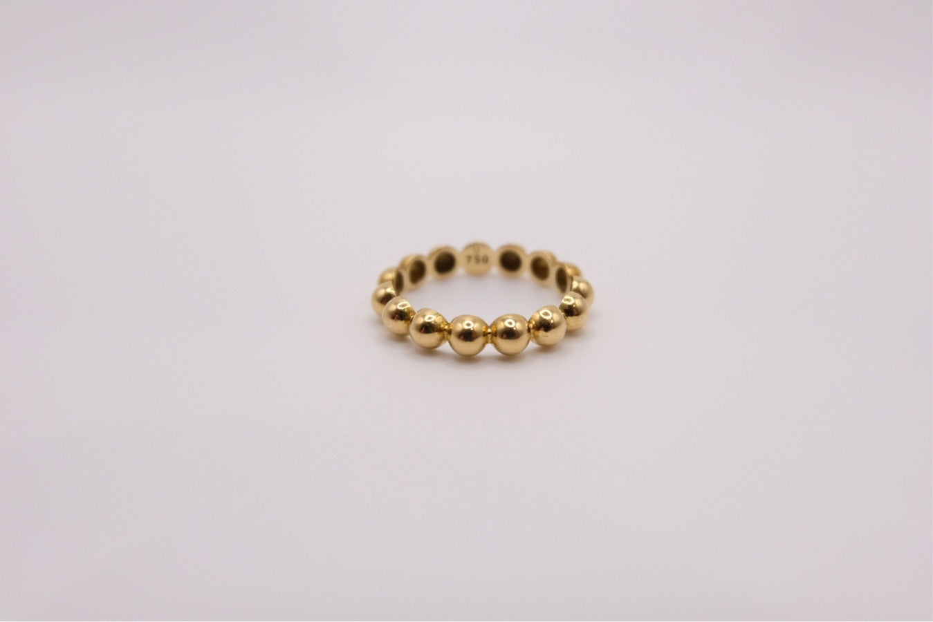 18k Solid Gold Beaded Ball Ring