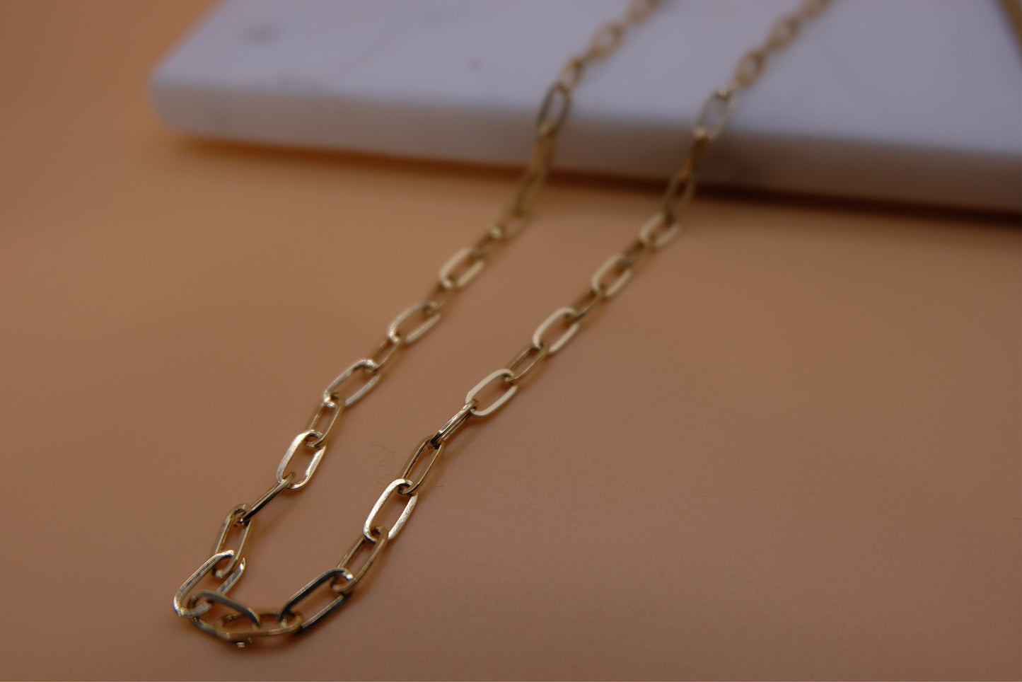 18k Solid Gold Paperclip Chain Necklace