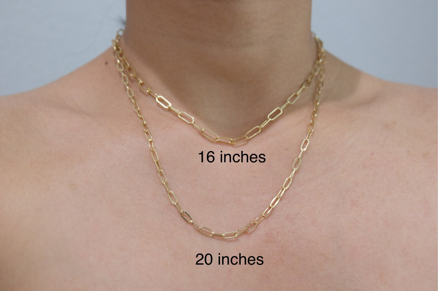 18k Solid Gold Paperclip Chain Necklace