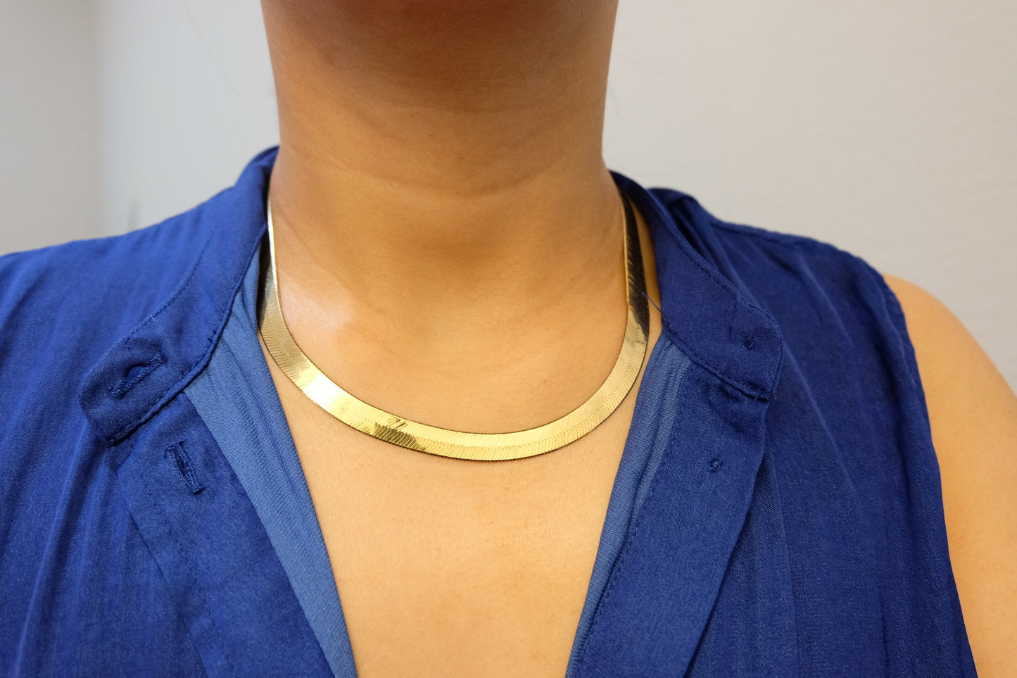 18k Solid Gold Herringbone Necklace