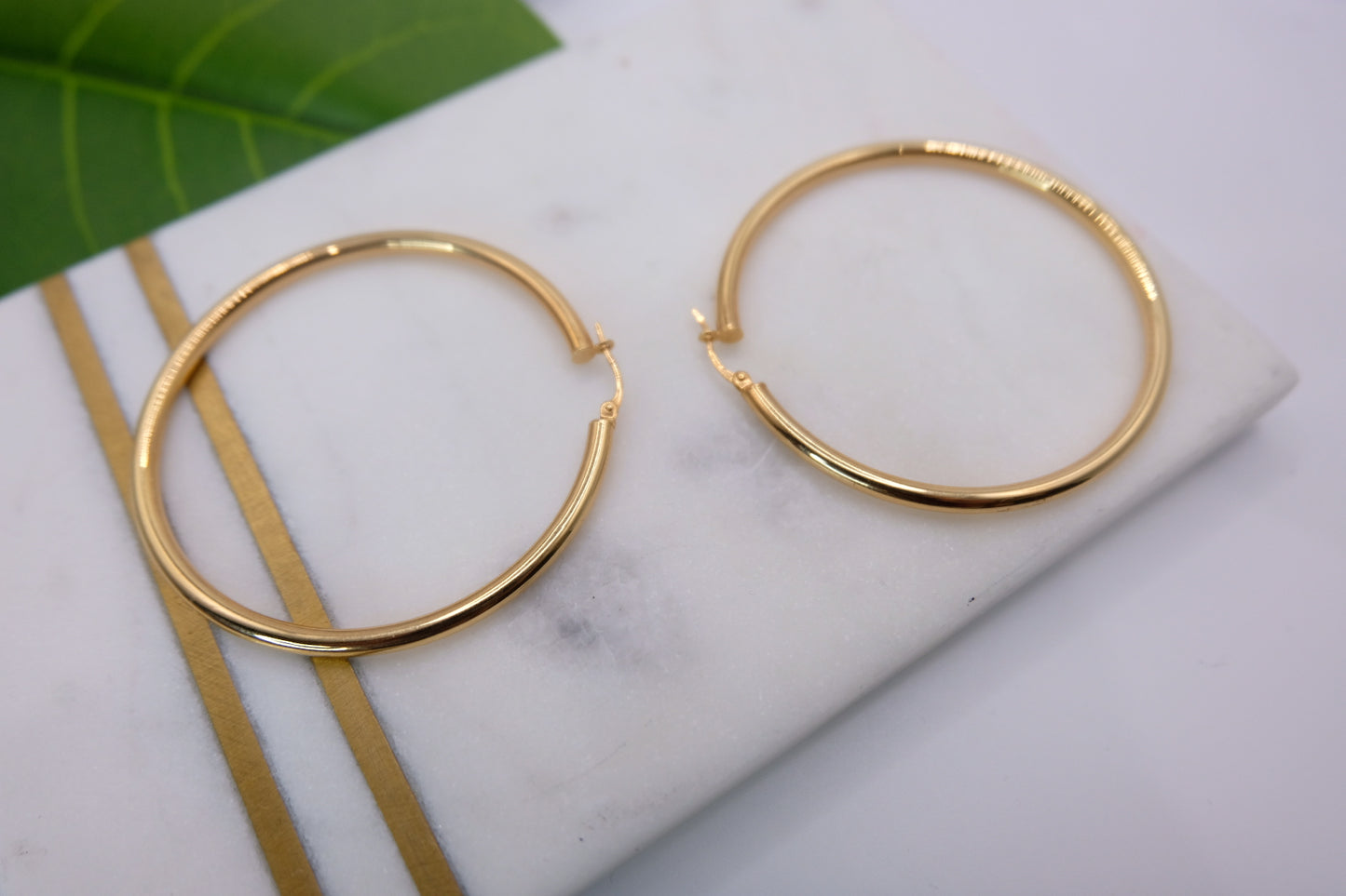 18k Solid Gold Large Hoop Earring