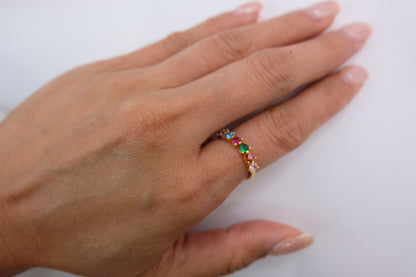 18k Solid Gold Ring with Colored Stones
