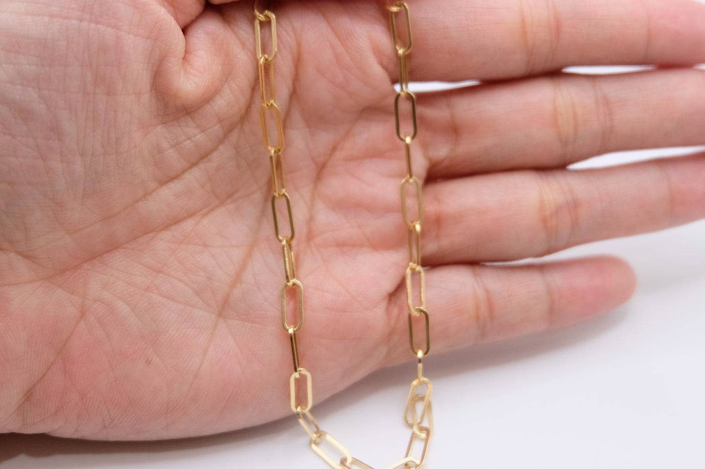 18k Solid Gold Paperclip Chain Necklace