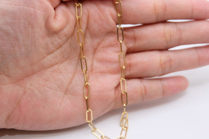 18k Solid Gold Paperclip Chain Necklace