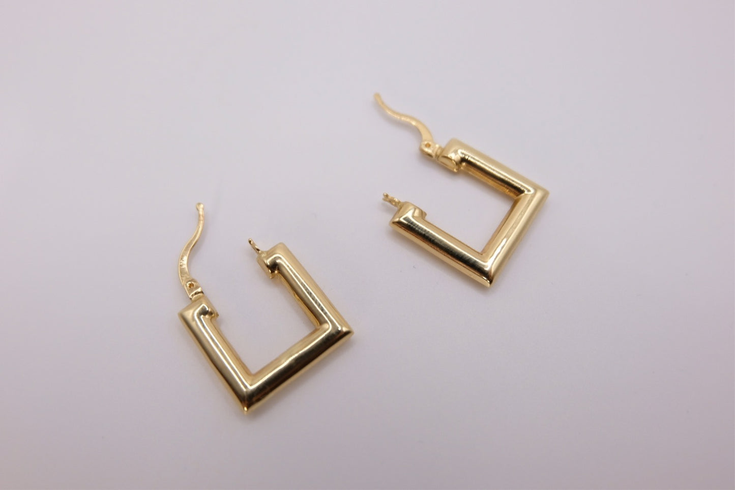 18k Solid Gold Square Earring Hoop