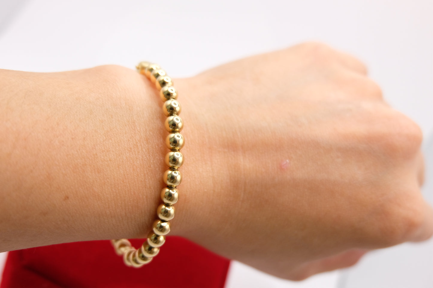 18k Solid Gold Ball Beaded Bangle Bracelet / Gold bubble bracelet