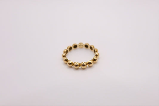 18k Solid Gold Beaded Ball Ring