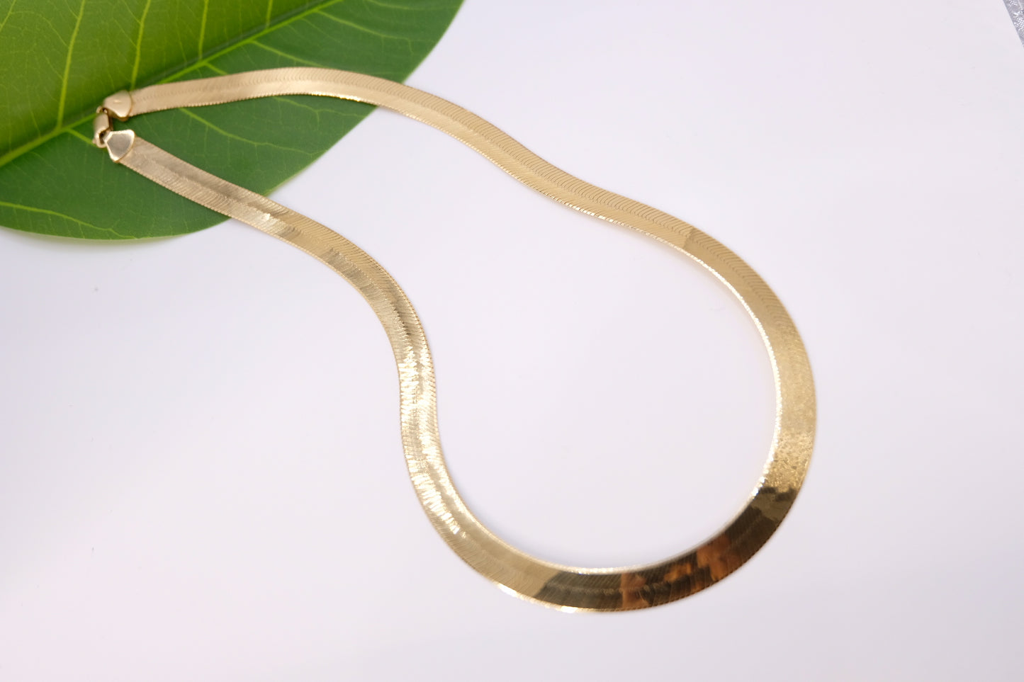 18k Solid Gold Herringbone Necklace