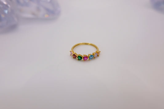 18k Solid Gold Ring with Colored Stones